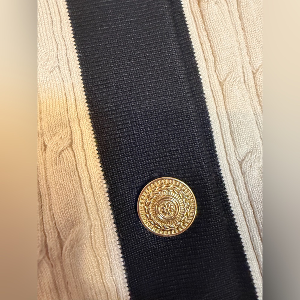 Adrianna Papell Cream and Black Knit Cardigan - Picture 4 of 4